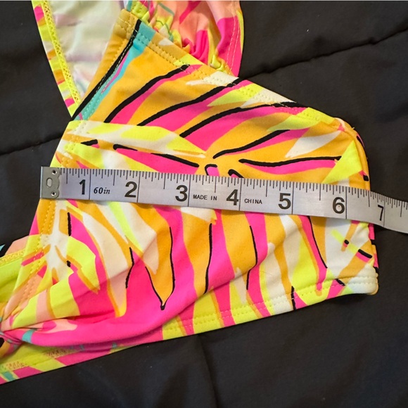 No Boundaries Womens Neon Tropical Palm Print Bikini Size L (11-13) - Picture 9 of 15